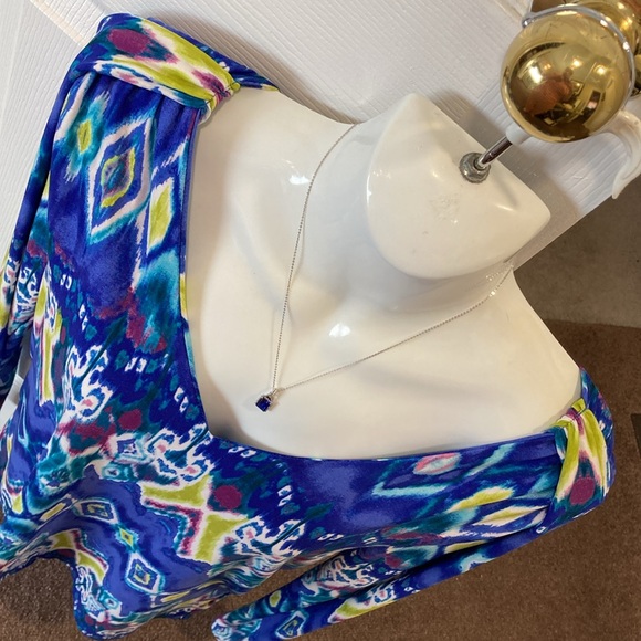 Jones New York Long Sleeve Blue V-Neck Top & Epaulette Design - Size Large - Picture 3 of 9